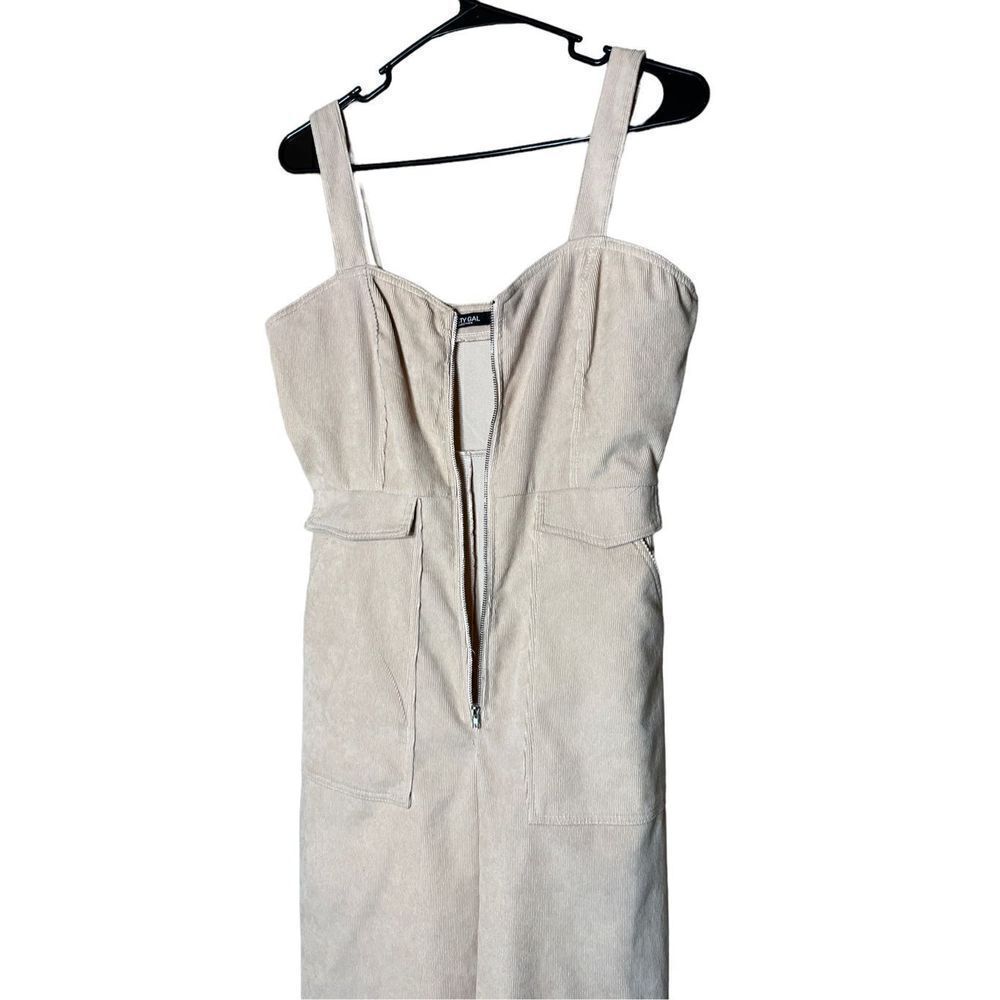 Nasty Gal Corduroy Cream Zip Up‎ Jumpsuit Size 6 - Picture 6 of 11